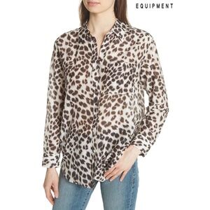 EQUIPMENT FEMME NWT DADDY CHEETAH PRINT COTTON/SILK BUTTON-UP SHIRT. SIZE XS